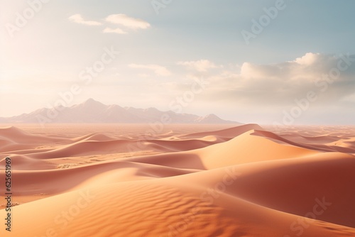 Photography of desert landscapes with golden dunes  Generative AI
