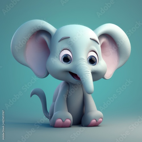 Endearing Baby Elephant Character Illustration - AI Generated