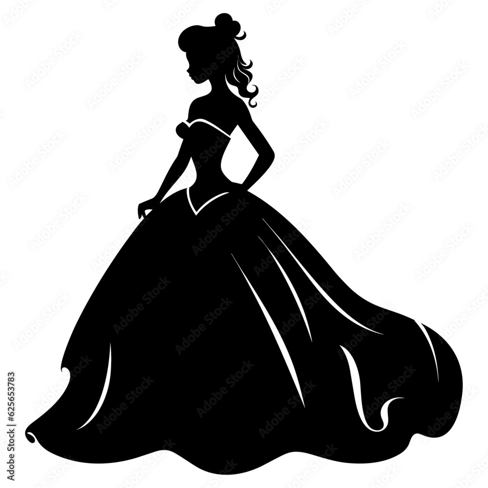 Cute princess black silhouette
Cute princess black silhouette