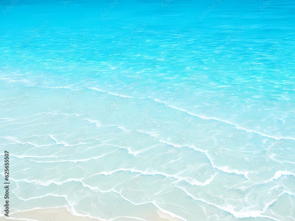 Obraz premium Light blue sea waves with transparent ocean water and light reflections on sandy beach. abstract Water Ripple texture, discounts. ai generated