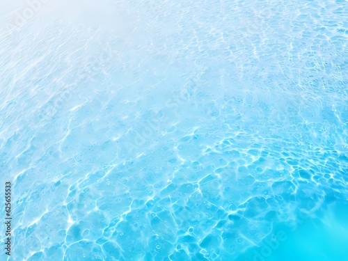texture of Water Ripple reflections on light blue bottom. surface of blue swimming pool. abstract water background with copy space for any purpose. Top view. ai generated