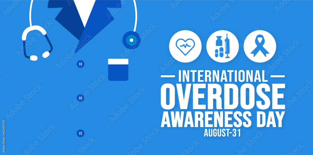 31 august is International Overdose Awareness Day background template. Holiday concept. background, banner, placard, card, and poster design template with text inscription and standard color. vector