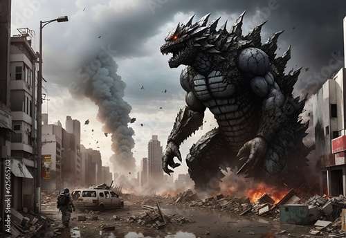 Godzilla in the city photo