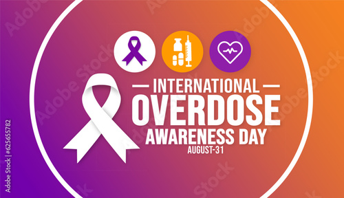 31 august is International Overdose Awareness Day background template. Holiday concept. background, banner, placard, card, and poster design template with text inscription and standard color. vector