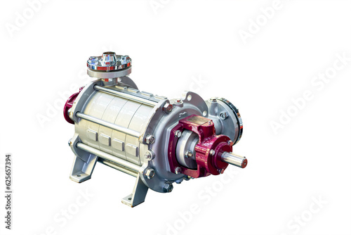centrifugal multistage boiler feed pump for feeding or supply water to boiler or steam generator in industrial isolated on white background with clipping path