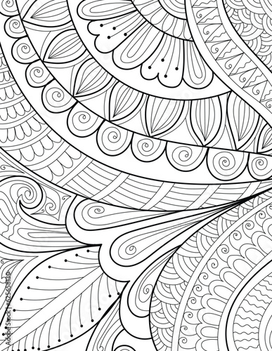 Decorative mandala mehndi design style traditional coloring page illustration for adults & children	
