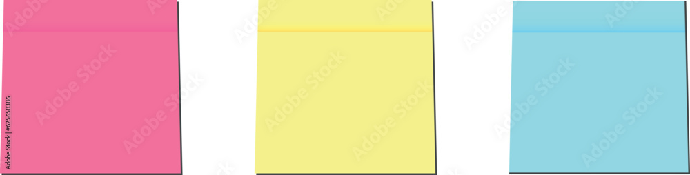 Sticky office notes. Paper colored square reminders isolated background. Vector ilustration