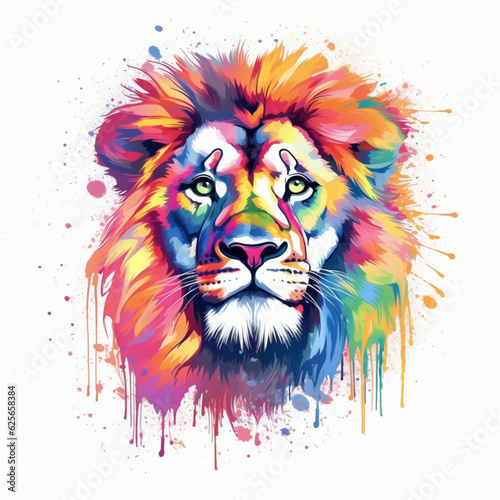 lion head on a white background  animal. Illustration  AI generation.