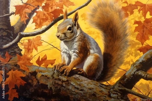 Cute squirrel autumn, generative ai © inspiretta