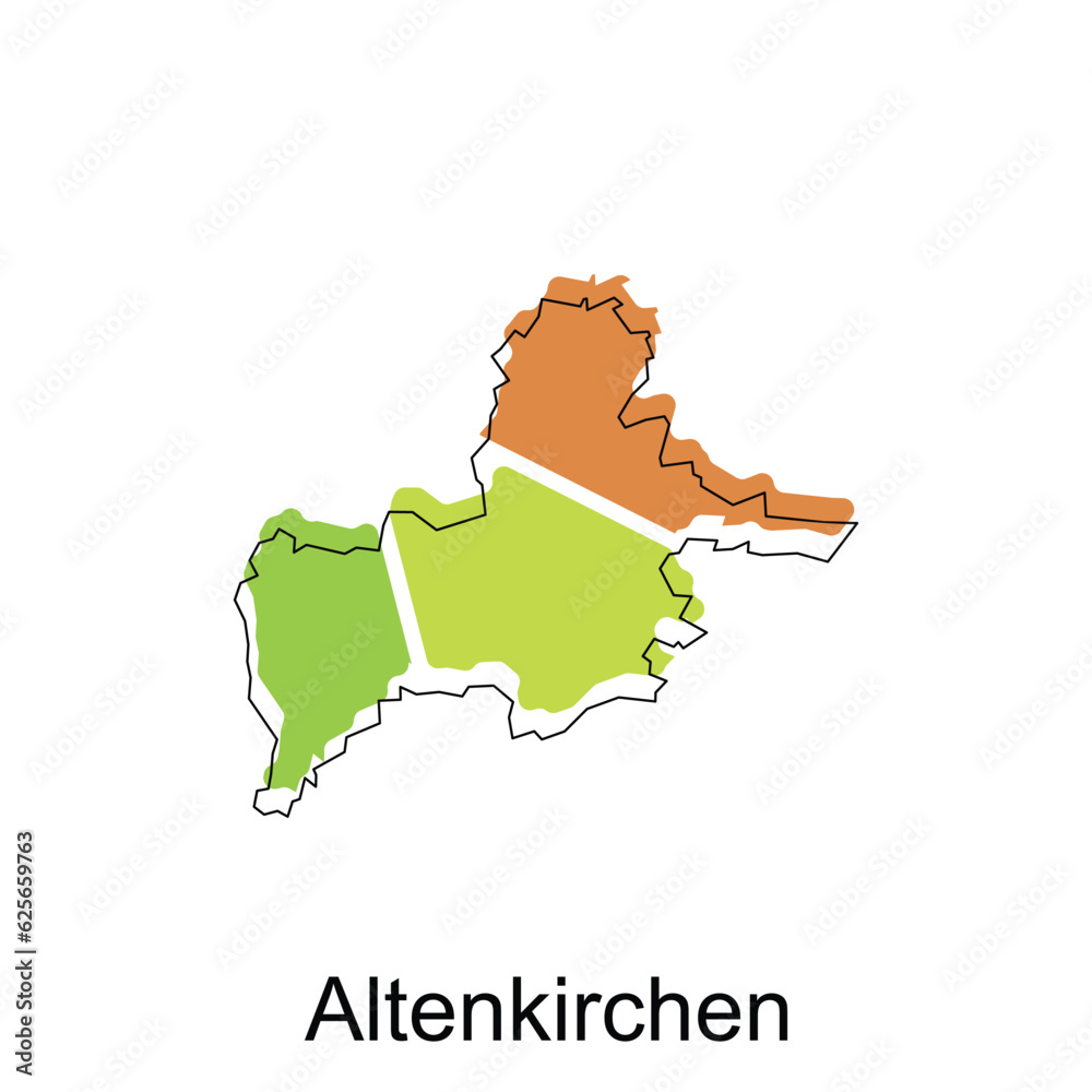 Map of Altenkirchen design illustration, vector symbol, sign, outline, World Map International vector template on white background