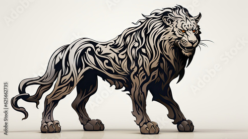Sketch of a lion with black skin. Vector illustration. Generative AI. © AS Photo Family