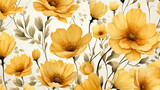 Beautiful background with yellow flowers, postcard, banner for summer presentations, generative AI