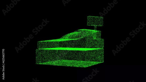 3D cash register rotates on black bg. The concept of sales proceeds. Shopping at mall and store. Payment for goods at checkout. For title, text, presentation. 3d animation 60 FPS
