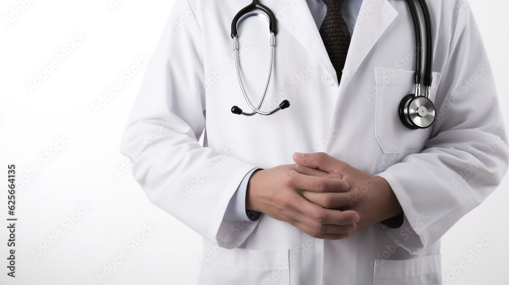 Happy and friendly doctor Man With Stethoscope In Hospital Isolated on white background. Generated Ai