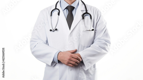 Happy and friendly doctor Man With Stethoscope In Hospital Isolated on white background. Generated Ai