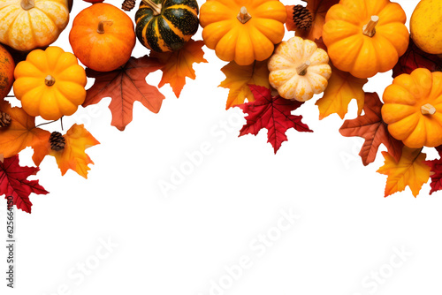 pumpkin and autumn leaves frame