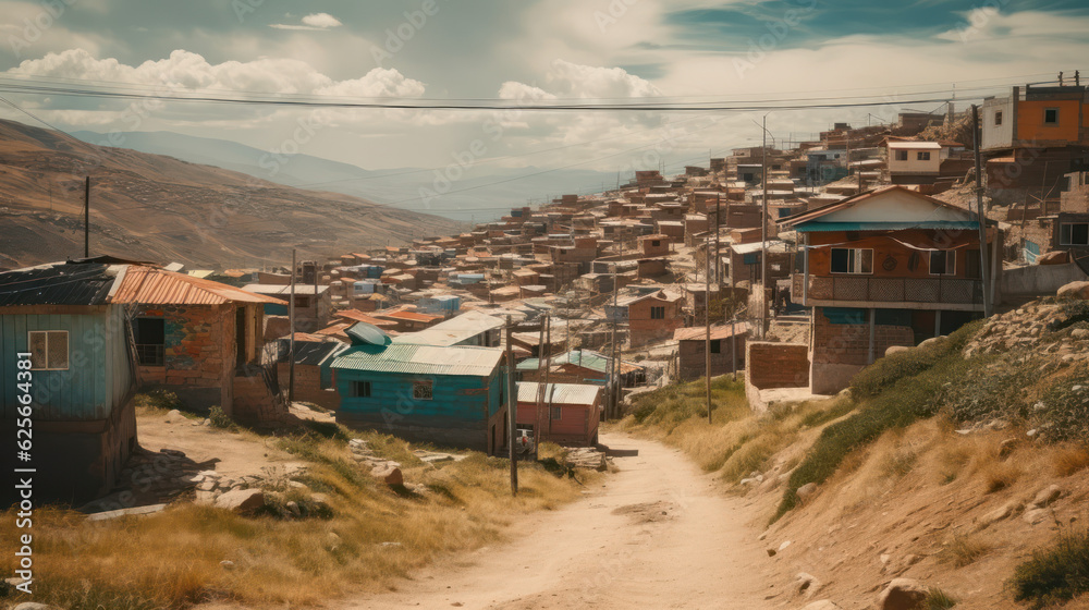 Fototapeta premium Scenic view of a Peruvian townscape against sky.