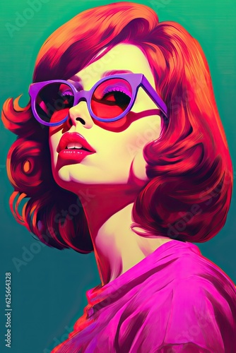 girls in sixties retro design  photo and graphics  colorful fictional character  AI based