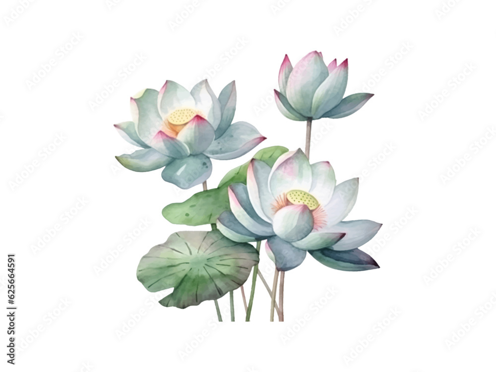 Obraz premium watercolor painting of lotus flowers
