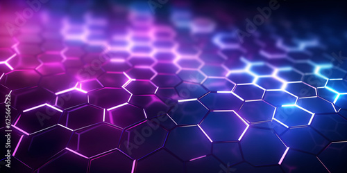 Abstrakter futuristischer Hintergrund mit blau pinken Hexagons. Datenübertragung Konzept - erstellt mit KI © Marc Kunze