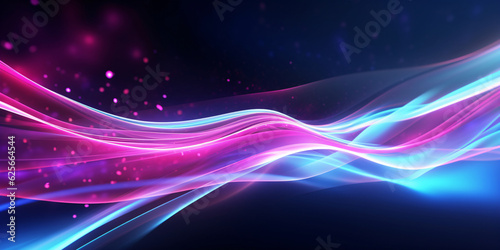 Smooth elegant neon wave with glowing effects on dark background created with AI 