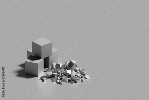 Something went wrong concept 3d illustration. Broken cube