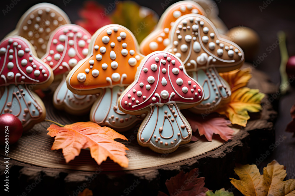 Cookies in a shape of mushroom, autumn cookies 