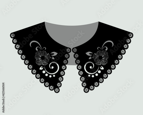 black cotton collar lace design vector.