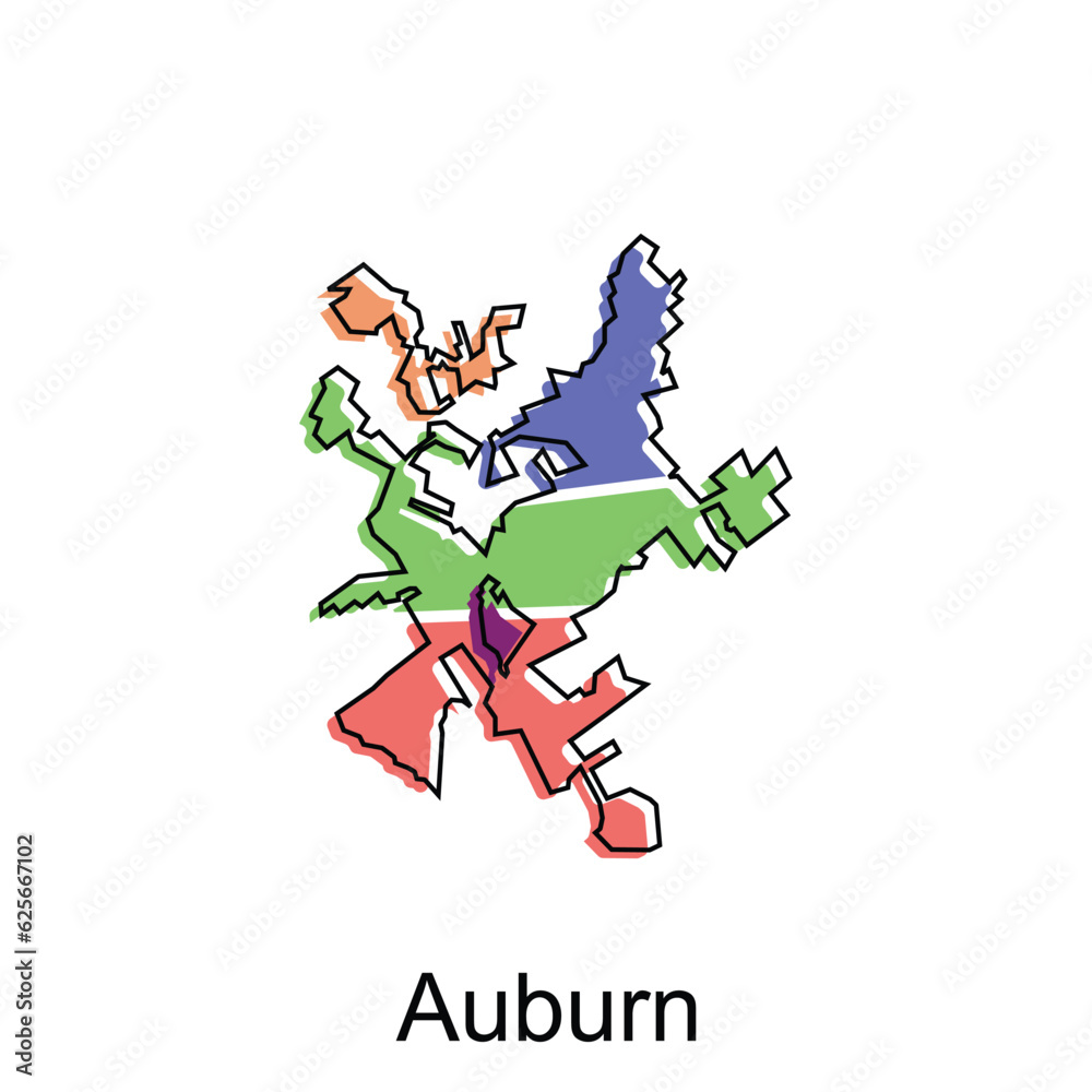 Auburn City of Georgia map vector illustration, vector template with outline graphic sketch style isolated on white background