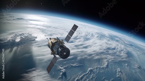 Space satellite monitoring from earth orbit weather from space, hurricane, Typhoon on planet earth, NASA. Generative Ai