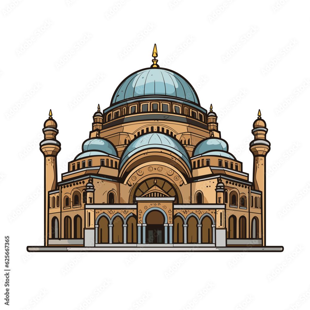 Hagia Sophia hand-drawn comic illustration. Hagia Sophia. Vector doodle style cartoon illustration