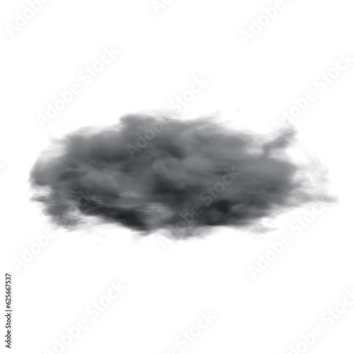 Fluffy Black Cloud. 3D Render. Cut Out.