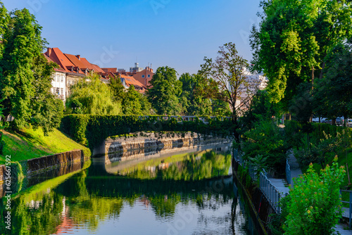 Ljubljana is the green capital of Europe. Even the bridges are green. like this Sentjakobs bridge