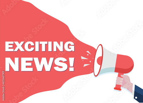 Hand-Holding Megaphone with exciting news ! promotion banner advertising