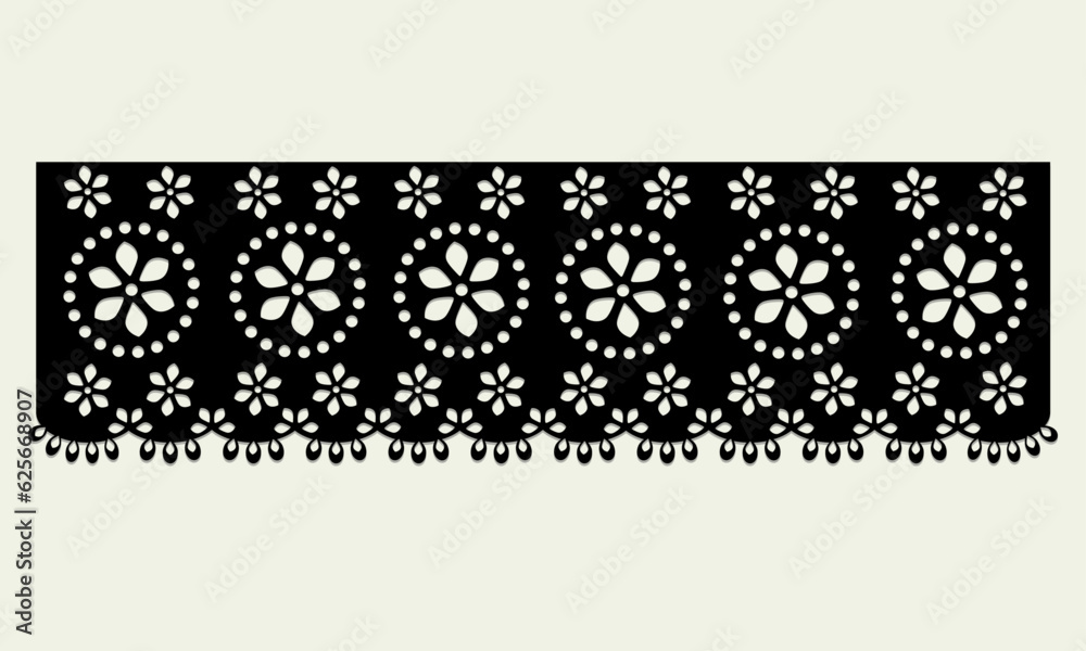 black vintage lace cotton eyelet trim design vector.