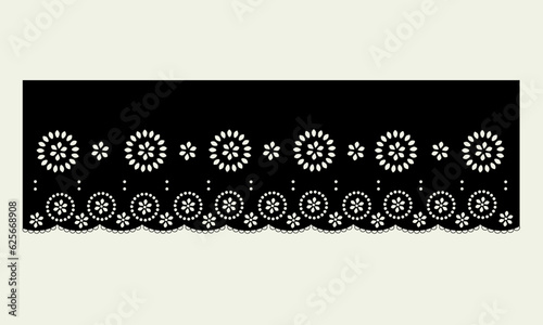 black vintage lace cotton eyelet trim design vector.