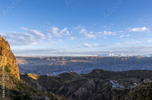 View from the landmark Muela del Diablo over the highest administrative capital  the vibrant city La Paz in Bolivia - traveling and exploring South America