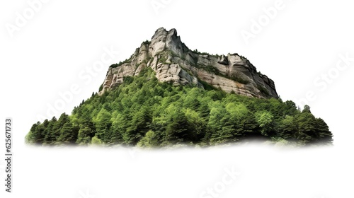 Set of green mountains isolated on white background. Forest mountains collection illustration PNG