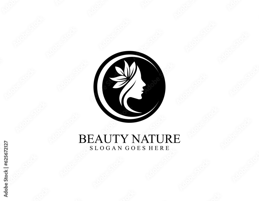 Obraz premium Vector abstract logo and branding design templates in trendy linear minimal style, emblem for beauty studio and cosmetics - female portrait, beautiful woman's face - badge for make up artist, fashion