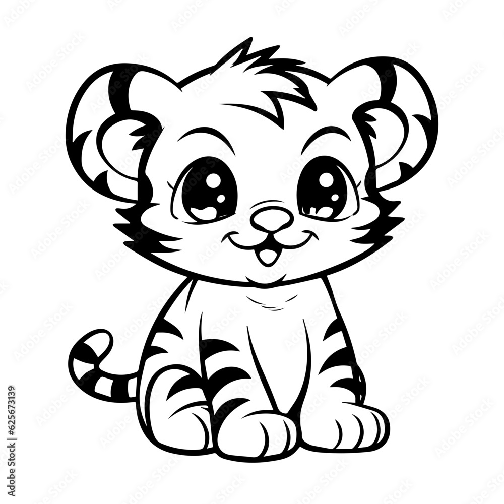 baby tiger doodle outline illustration baby tiger doodle outline illustration