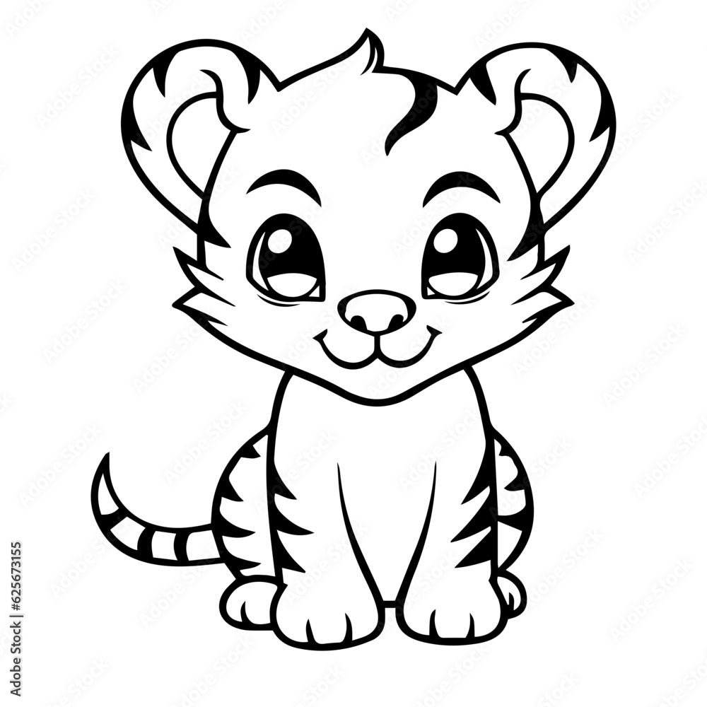 baby tiger doodle outline illustration baby tiger doodle outline illustration