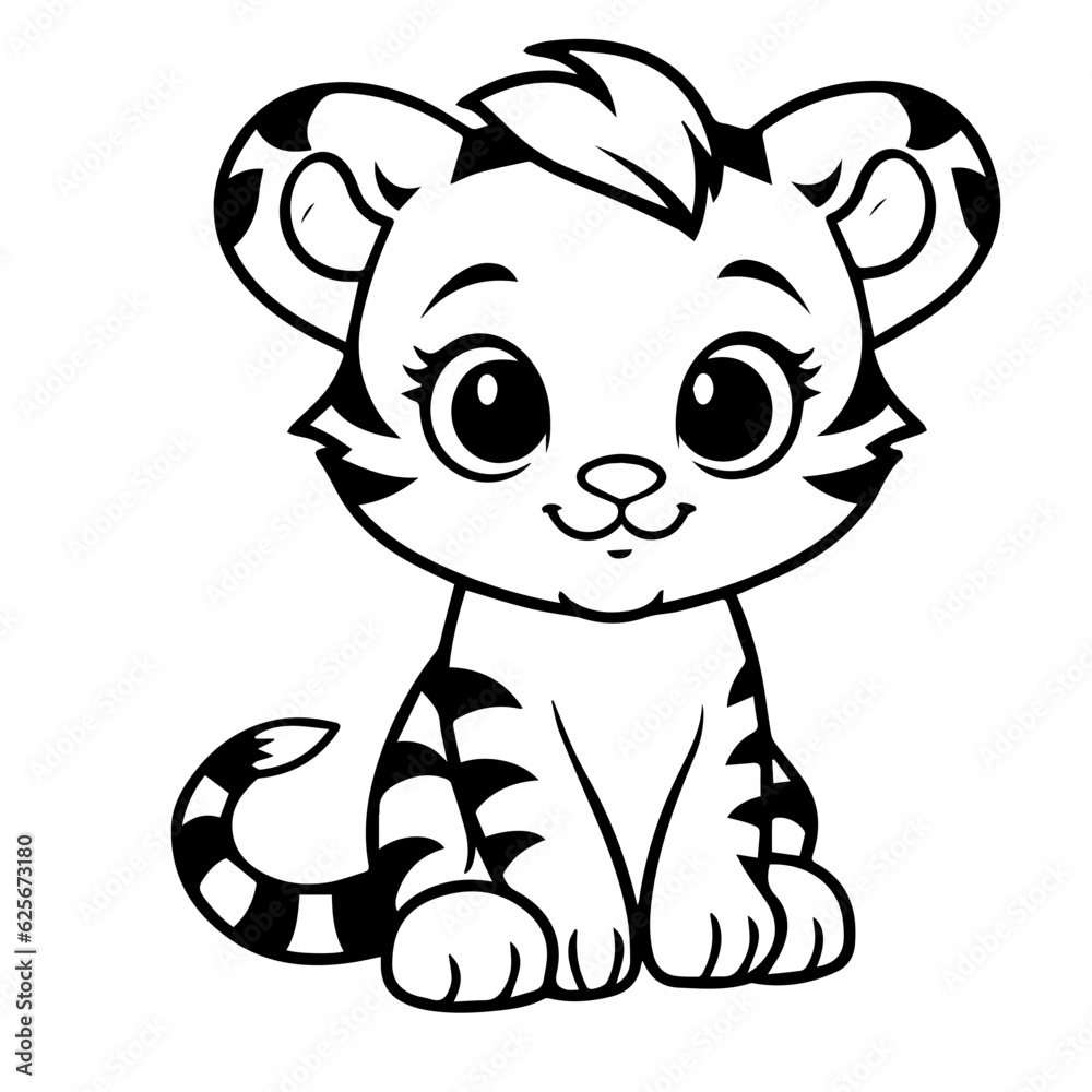 baby tiger doodle outline illustration baby tiger doodle outline illustration