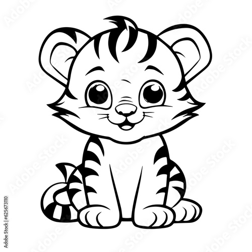 baby tiger doodle outline illustration 