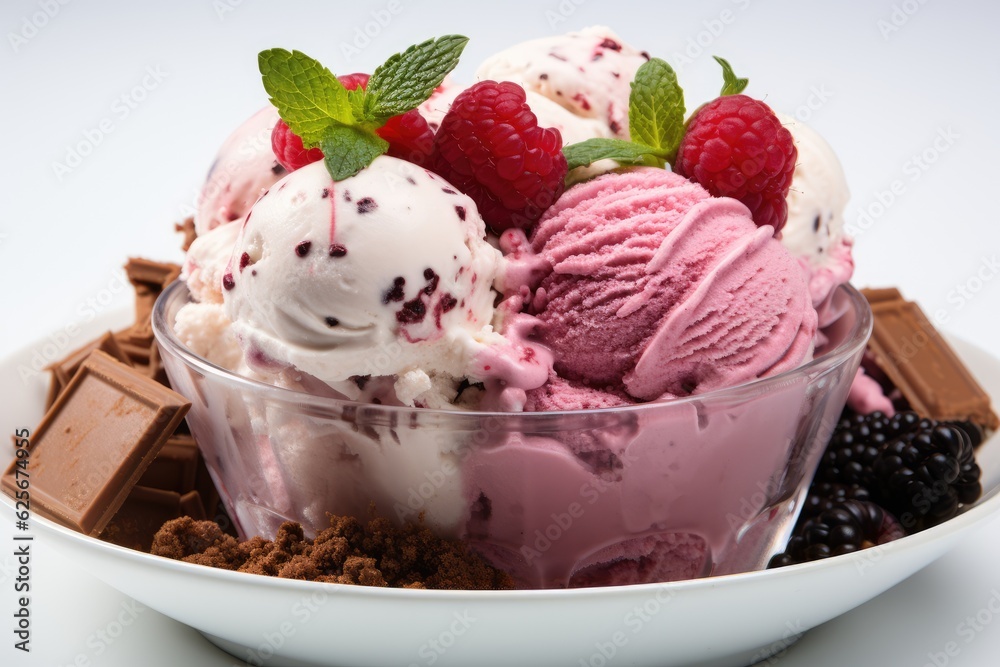 Ice cream different variety are on the table. Stracciatella  is a variety of gelato. 