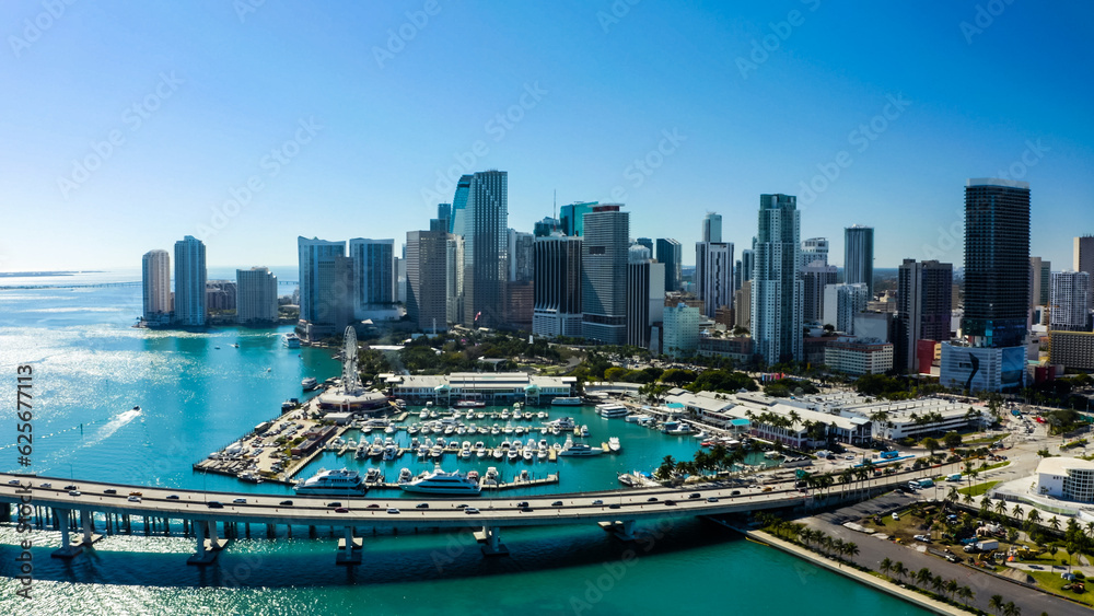 Aerial view of South Beach, Miami Beach, Florida, USA. 
 Drone view of Miami Beach. 