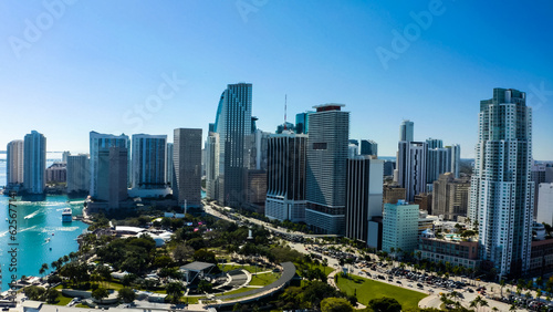 Aerial view of South Beach, Miami Beach, Florida, USA.   Drone view of Miami Beach.  © Strikernia