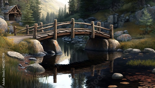 design illustration bridge over the river