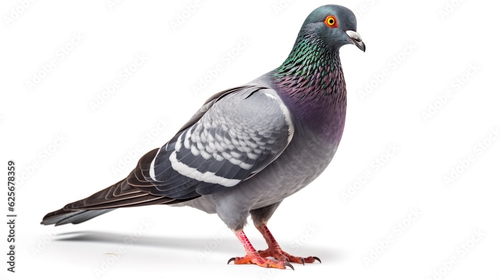 close up full body of speed racing pigeon bird isolate white background close up full body of speed racing pigeon bird isolate white background