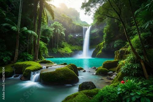 waterfall in jungle generated by Ai technology © Hamza