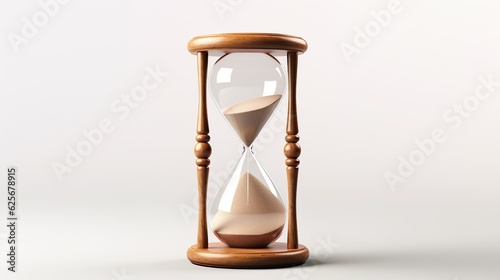 Golden hourglass illustration, dark background, time concept , white background